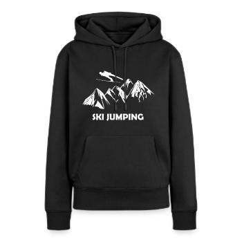 saut à ski - Sweat à capuche Premium bio Femme - noir - Devant - Julia (174cm)