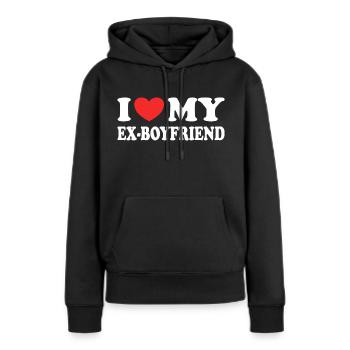 J'aime Mon Ex Copain Cadeau Marrant Saint Valentin - Sweat à capuche Premium bio Femme - noir - Devant - Julia (174cm)