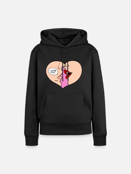Ich Liebe Dich - Frauen Premium Bio Hoodie - Schwarz