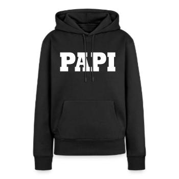 Papi - Sweat à capuche Premium bio Femme - noir - Devant - Julia (174cm)