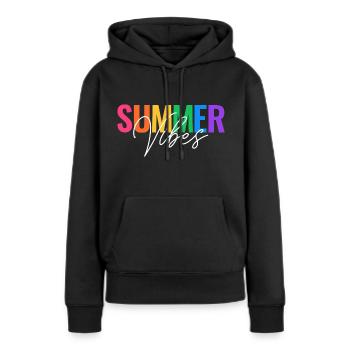 AMBIANCES D’ÉTÉ - SENTIMENTS - Sweat à capuche Premium bio Femme - noir - Devant - Julia (174cm)
