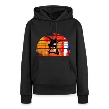 skateboard - Sweat à capuche Premium bio Femme - noir - Devant - Julia (174cm)
