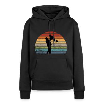 Père et fille - Sweat à capuche Premium bio Femme - noir - Devant - Julia (174cm)