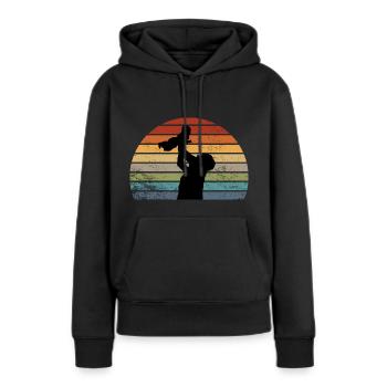 Père et fille - Sweat à capuche Premium bio Femme - noir - Devant - Julia (174cm)