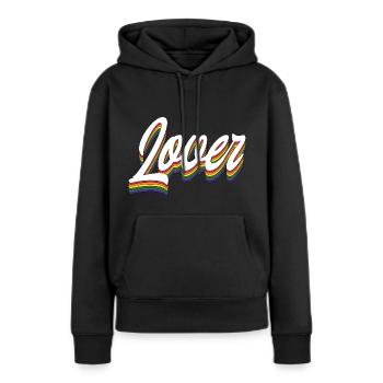 Amant - Sweat à capuche Premium bio Femme - noir - Devant - Julia (174cm)