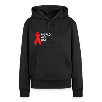 Chemise de la Journée mondiale de lutte contre le sida 2023 Ruban rouge de sensibilisation - Sweat à capuche Premium bio Femme - noir - Devant - Julia (174cm)