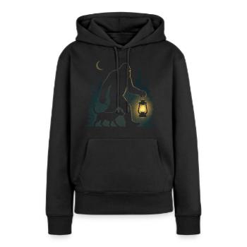 Yeti Bigfoot walks dog - Women’s Premium Organic Hoodie - black - Front - Julia (174cm)