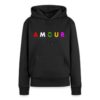 Amour - Frauen Premium Bio Hoodie - Schwarz - Vorne - Julia (174cm)