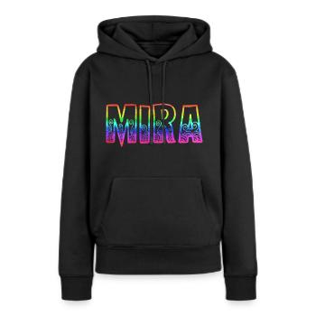 mira rs regenbogen - Frauen Premium Bio Hoodie - Schwarz - Vorne - Julia (174cm)