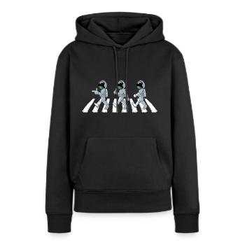 Astronauten gehen über Weltraum Zebrastreifen - Frauen Premium Bio Hoodie - Schwarz - Vorne - Julia (174cm)
