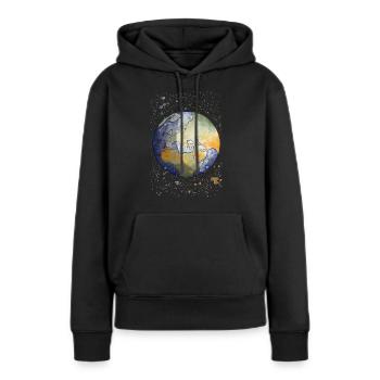 Aquarell Illustration Globus - Frauen Premium Bio Hoodie - Schwarz - Vorne - Julia (174cm)