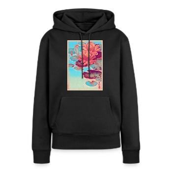 Seerosen Japanische Kunst - Frauen Premium Bio Hoodie - Schwarz - Vorne - Julia (174cm)