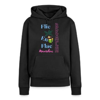 Flic en Flac beach - Sweat à capuche Premium bio Femme - noir - Devant - Julia (174cm)