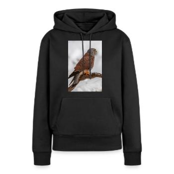 Turmfalke im Schnee IG32258 2 - Frauen Premium Bio Hoodie - Schwarz - Vorne - Julia (174cm)