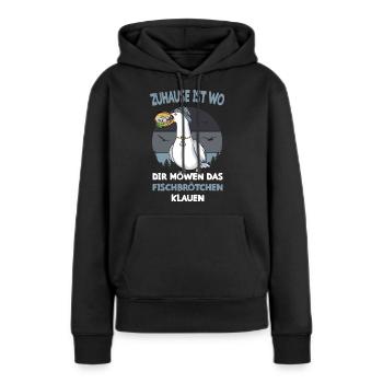 Zuhause ist wo dir Möwen das Fischbrötchen klauen - Frauen Premium Bio Hoodie - Schwarz - Vorne - Julia (174cm)