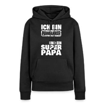 Ich bin super Papa Fernfahrer - Frauen Premium Bio Hoodie - Schwarz - Vorne - Julia (174cm)