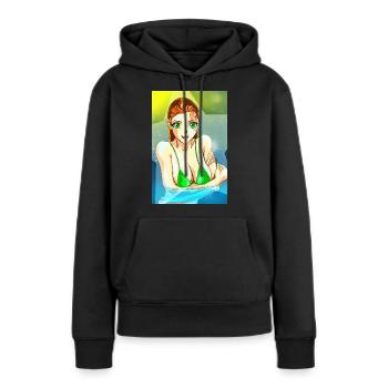 swimming pool - Sweat à capuche Premium bio Femme - noir - Devant - Julia (174cm)