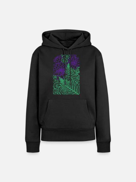 Farn Design - Frauen Premium Bio Hoodie - Schwarz