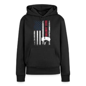 Base jump - Sweat à capuche Premium bio Femme - noir - Devant - Julia (174cm)