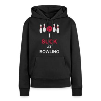 Je suis nul au bowling - Sweat à capuche Premium bio Femme - noir - Devant - Julia (174cm)