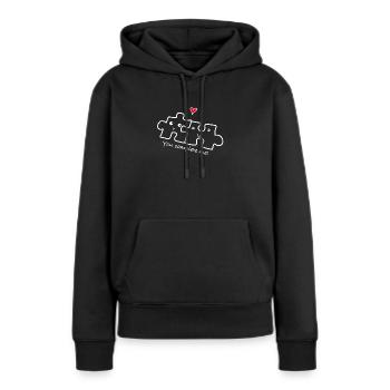 Amour relation couple - Sweat à capuche Premium bio Femme - noir - Devant - Julia (174cm)