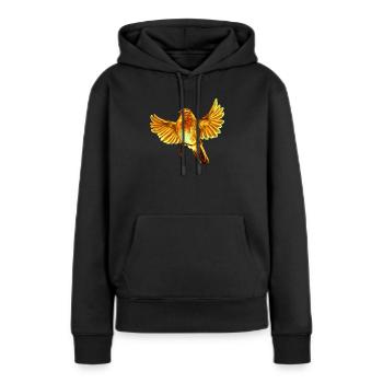 gelber Vogel - Frauen Premium Bio Hoodie - Schwarz - Vorne - Julia (174cm)