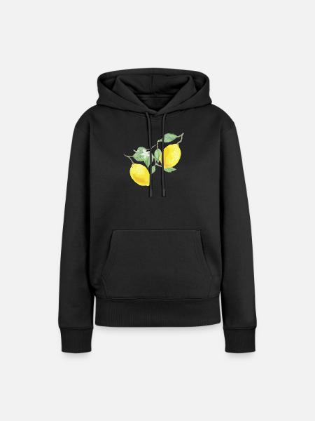 Zitronen - Frauen Premium Bio Hoodie - Schwarz