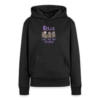 Relax Lama - Sweat à capuche Premium bio Femme - noir - Devant - Julia (174cm)