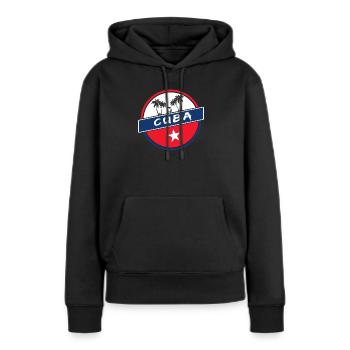 Kuba Kreis in den Nationalfarben - Frauen Premium Bio Hoodie - Schwarz - Vorne - Julia (174cm)
