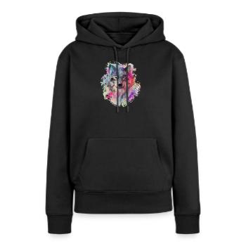 Wolf dans le Nord Colour version - Sweat à capuche Premium bio Femme - noir - Devant - Julia (174cm)
