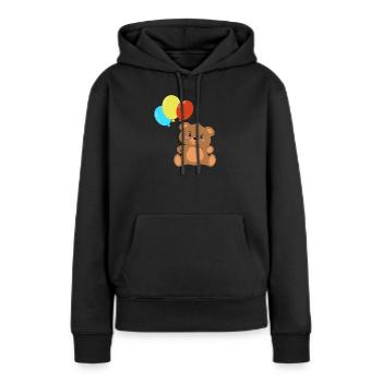 Teddybär mit Luftballons - Frauen Premium Bio Hoodie - Schwarz - Vorne - Julia (174cm)