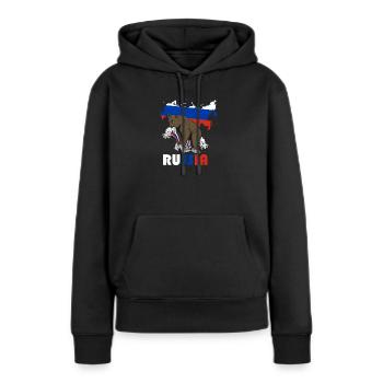 Russland Bär Design mit Landkarte und Flagge - Frauen Premium Bio Hoodie - Schwarz - Vorne - Julia (174cm)
