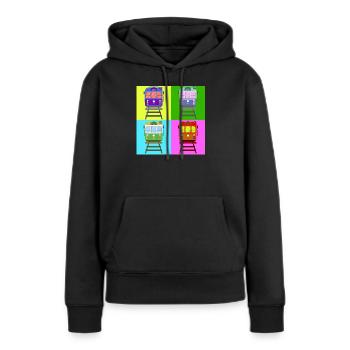 Tramway, pop art tram - Sweat à capuche Premium bio Femme - noir - Devant - Julia (174cm)