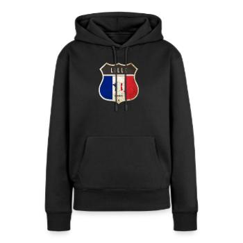 Lille Frankreich Wappen Flaggen Design - Frauen Premium Bio Hoodie - Schwarz - Vorne - Julia (174cm)