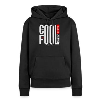 SPORTS EXTRÊMES COOL ET FOUS - Sweat à capuche Premium bio Femme - noir - Devant - Julia (174cm)