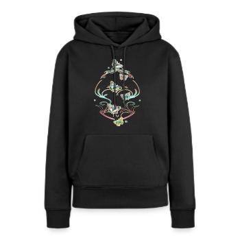 Schmetterlinge Ranken Ornamente Muster - Frauen Premium Bio Hoodie - Schwarz - Vorne - Julia (174cm)