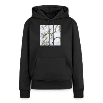 Marmor Weiß Gold Textur - Frauen Premium Bio Hoodie - Schwarz - Vorne - Julia (174cm)