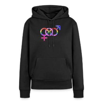 Mariage homosexuel arc-en-ciel lgbt amour - Sweat à capuche Premium bio Femme - noir - Devant - Julia (174cm)