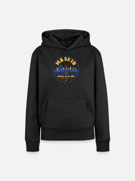 Madrid Skyline Emblem – Hauptstadt Spanien - Frauen Premium Bio Hoodie - Schwarz