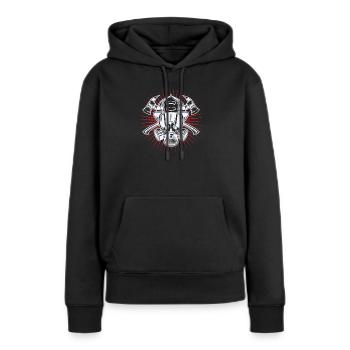 Feuerwehrhelm Brandschutz Feuerwehr Lebensretter - Frauen Premium Bio Hoodie - Schwarz - Vorne - Julia (174cm)