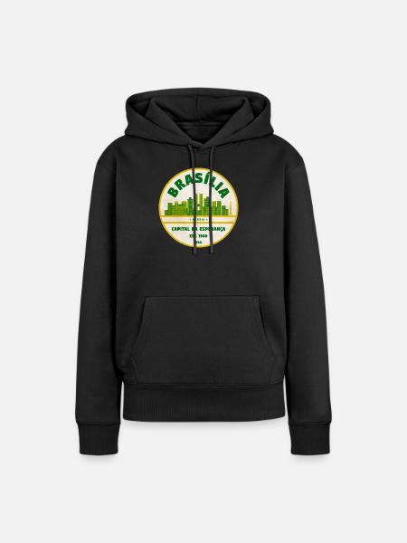 Brasília Skyline Retro Emblem - Frauen Premium Bio Hoodie - Schwarz