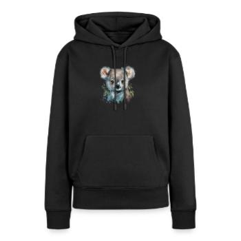 Koala Aquarell Laub - Frauen Premium Bio Hoodie - Schwarz - Vorne - Julia (174cm)