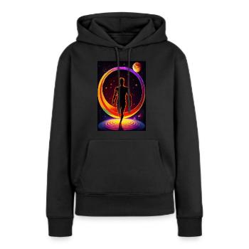 Spaceman - Sweat à capuche Premium bio Femme - noir - Devant - Julia (174cm)