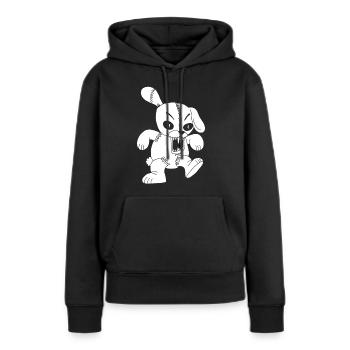 Lapin blanc monstrueux - Sweat à capuche Premium bio Femme - noir - Devant - Julia (174cm)