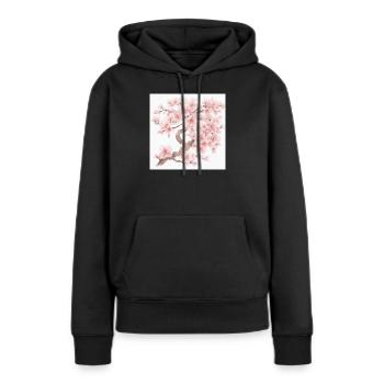 Japanischer Kirschbaum Blüten - Frauen Premium Bio Hoodie - Schwarz - Vorne - Julia (174cm)