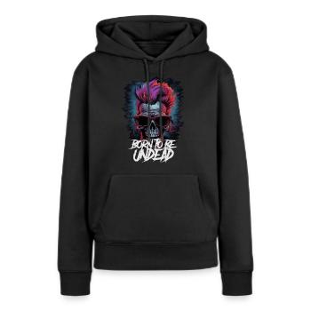 Né pour être mort-vivant - Sweat à capuche Premium bio Femme - noir - Devant - Julia (174cm)