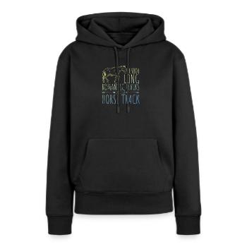 courses de chevaux - Sweat à capuche Premium bio Femme - noir - Devant - Julia (174cm)