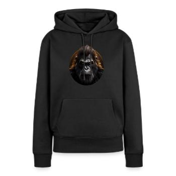 Gorilla - Frauen Premium Bio Hoodie - Schwarz - Vorne - Julia (174cm)