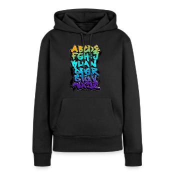 GRAFFITI-ALPHABET - Frauen Premium Bio Hoodie - Schwarz - Vorne - Julia (174cm)