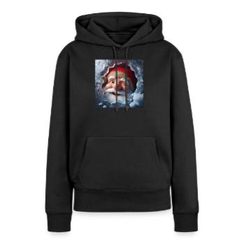 Diablotin regardant à travers la glace en riant - Sweat à capuche Premium bio Femme - noir - Devant - Julia (174cm)